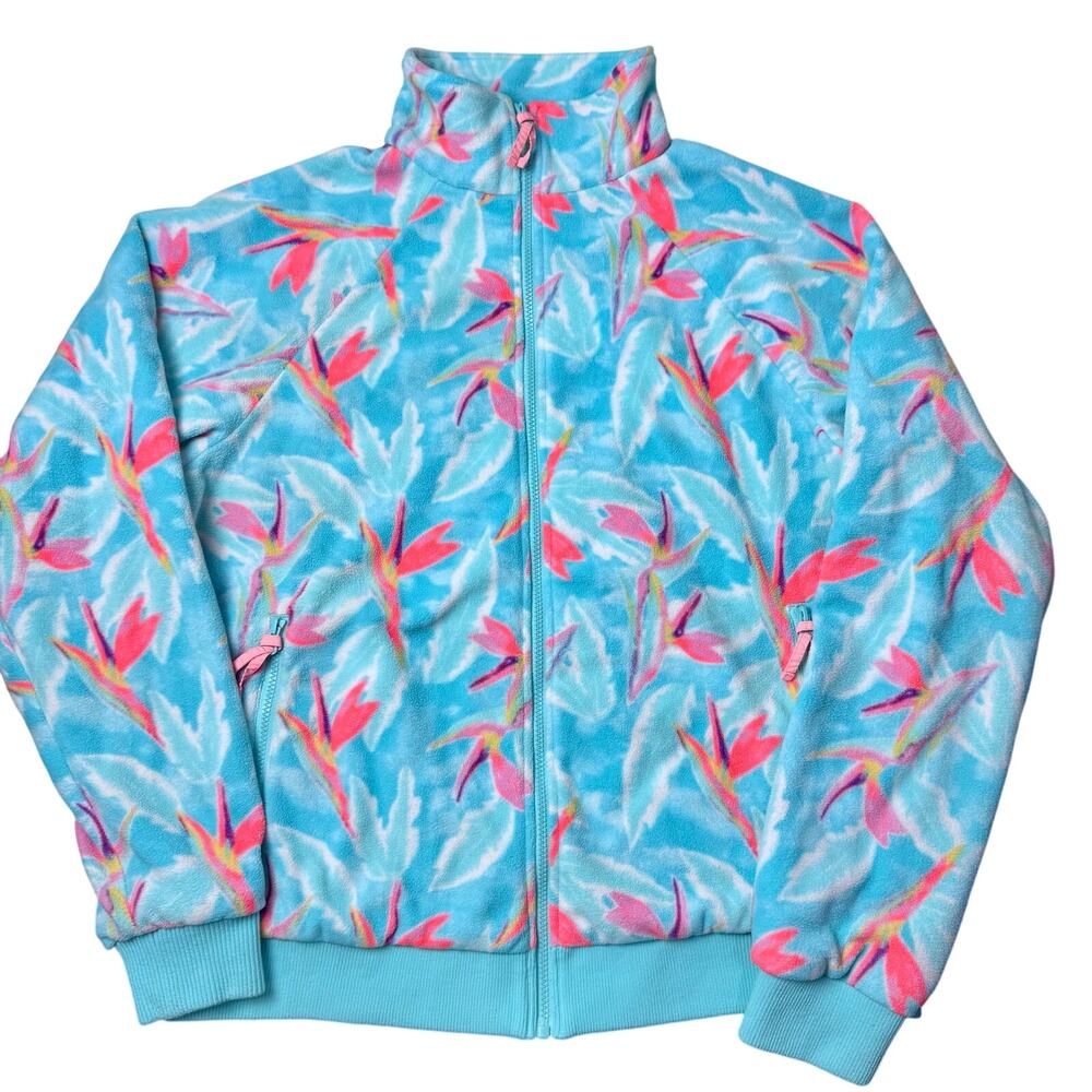 Chubbies Bird Of Paradise Print Fleece Full Zip Jacket Size XL Extra Unisex Blue
